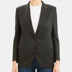 NWT THEORY SLEEK TWILL STRAIGHT BLAZER IN DEEP GREEN